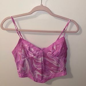 Wild Fable Pink Marble Print Cropped Top